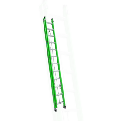 24FT AERO TYPE IAA FIBERGLASS BOX RAIL/TRI-RUNG EXTENSION LADDER W/ STRAND GRAB, V-RUNG B7124-2X9294