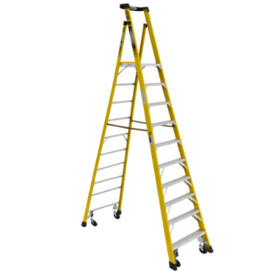 16FT REACH HEIGHT FIBERGLASS PODIUM LADDER W/CASTERS 10FT TYPE IAA PD7310-4C