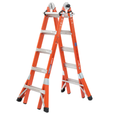 22FT REACH HEIGHT MULTI-POSITION FIBERGLASS PRO LADDER, 300 LB LOAD CAPACITY TYPE IA FMT-22