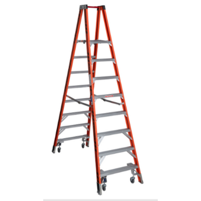 14FT REACH HEIGHT FIBERGLASS PLATFORM LADDER W/CASTERS 8FT TYPE IA PT7408-4C