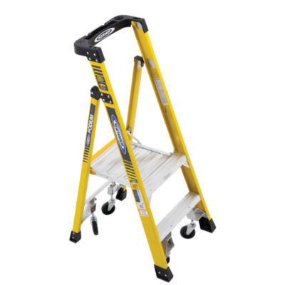 8FT REACH HEIGHT FIBERGLASS PODIUM LADDER W/CASTERS 2FT TYPE IAA PD7302-4C