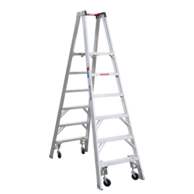 12FT REACH HEIGHT ALUMINUM PLATFORM LADDER W/CASTERS 6FT TYPE IA PT376-4C