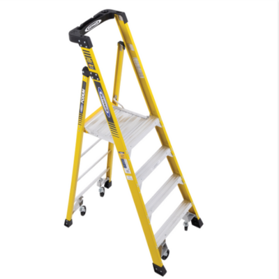 10FT REACH HEIGHT FIBERGLASS PODIUM LADDER W/CASTERS 4FT TYPE IAA PD7304-4C