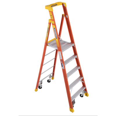 11FT REACH HEIGHT FIBERGLASS PODIUM LADDER W/CASTERS 5FT TYPE IA PD6205-4C