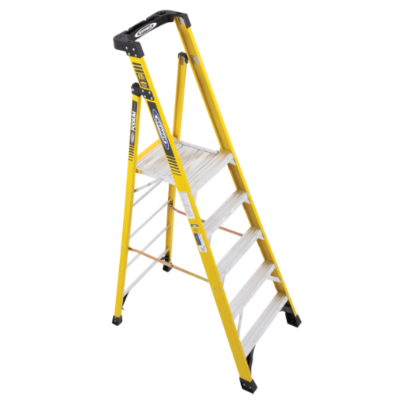 11FT REACH HEIGHT FIBERGLASS PODIUM LADDER W/CASTERS 5FT TYPE IAA PD7305-4C