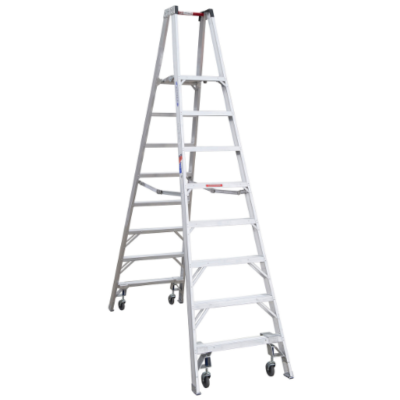 14FT REACH HEIGHT ALUMINUM PLATFORM LADDER W/CASTERS 8FT TYPE IA PT378-4C