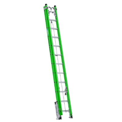 24FT AERO TYPE IAA FIBERGLASS BOX RAIL/TRI-RUNG EXTENSION LADDER W/ LEVELER, BRACKET SUPPORT KIT B7124-2X9295