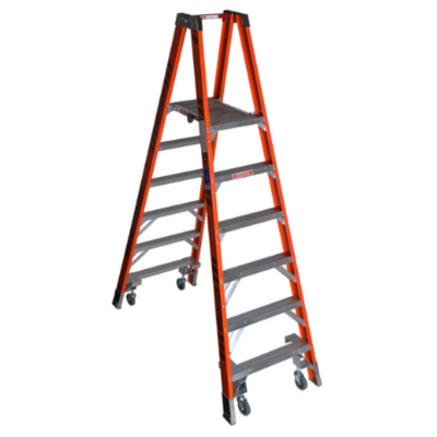 12FT REACH HEIGHT FIBERGLASS PLATFORM LADDER W/CASTERS 6FT TYPE IA PT7406-4C