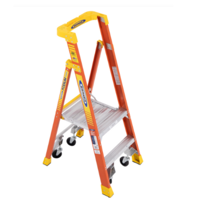 8FT REACH HEIGHT FIBERGLASS PODIUM LADDER W/CASTERS 2FT TYPE IA PD6202-4C