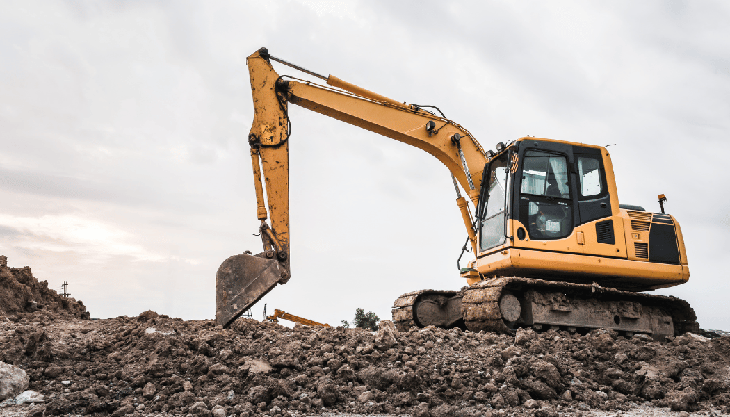 An excavator moving dirt