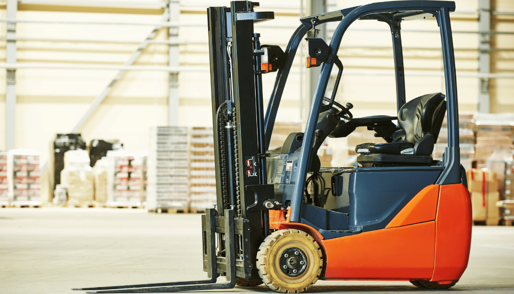 An industrial electric forklift